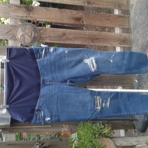 Women's blue jean denim maternity pants new with tags Old Navy skinny distressed